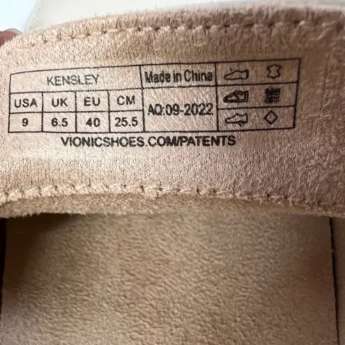 Vionic Kensley Patent Leather Loafers Beige Platform Comfort Shoes Women's 9