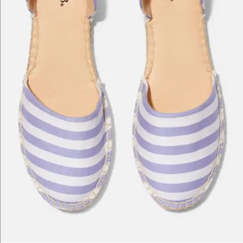 JustFab  BRYN Blue & White Slip On Striped Espadrilles