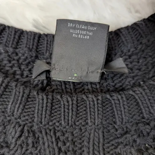 Miss Wu Mixed Knit Sweater Black & Ivory Houndstooth Cable Knit Size XL - Image 5