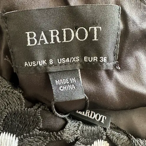 Bardot Effie Lace One-Shoulder Puff Sleeve Dress Black White XS size 4