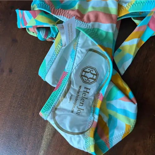 Helen Jon Soft Tie Tunnel Hipster Beach Cabana Bikini Swim Bottoms NEW Size XS Blue