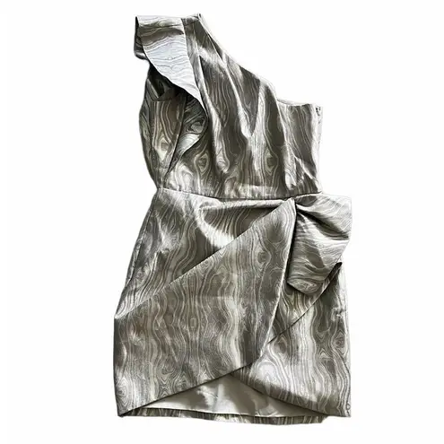 Saylor Ann Woodgrain Jacquard Mini Dress, Silver Size M EXCELLENT!