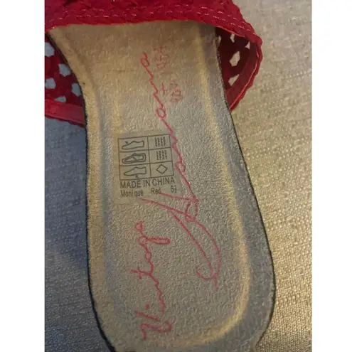 Vintage Havana with Red crochet uppers, slide on, S84 Size 6.5