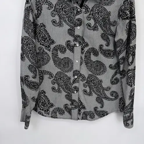 Vintage Brooks & Dunn Pearl Snap Shirt Womens Medium Black Velvet Paisley