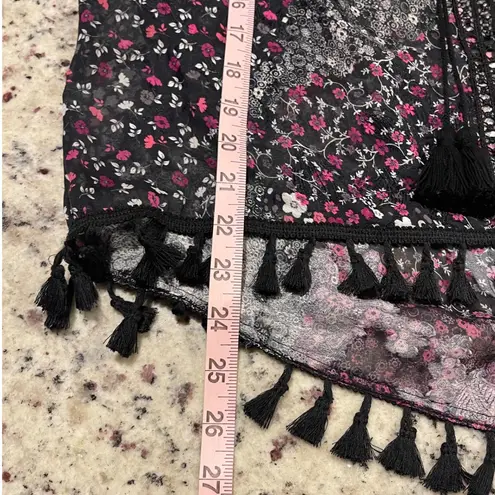 Elie Tahari Silk Blend Floral Print Tunic Boho Blouse Black Pink White