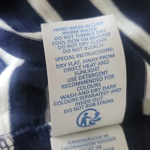 Boden Long Sleeve Top Navy Blue White Stripes with gold Glitter Dots Size 4