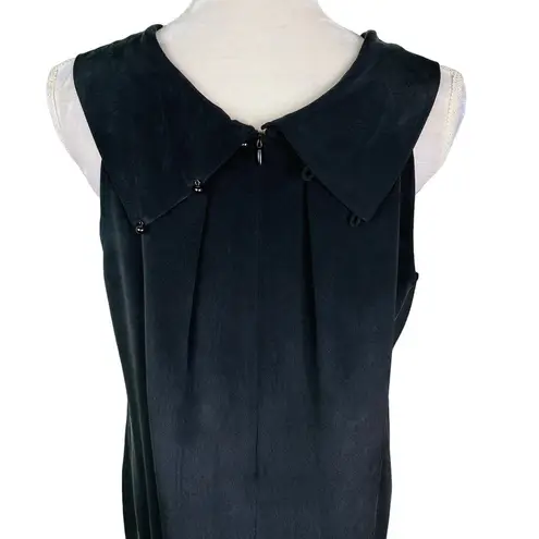 Adrienne Vittadini  Silk Dress 12 Black Sleeveless Drape Neck