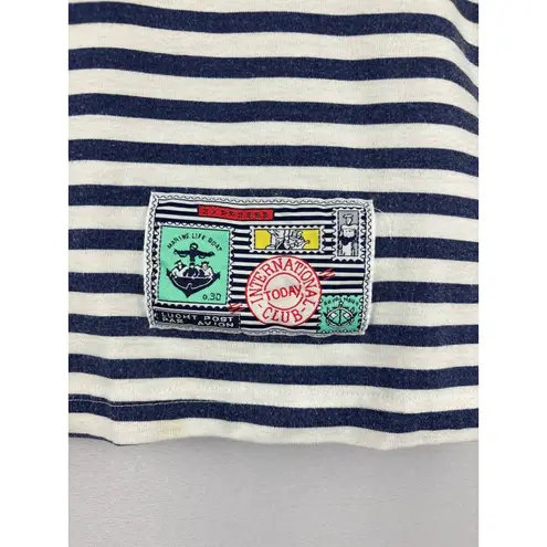 Byer California Vintage  Nautical Striped Crop Top With Button Detail Large Cotto - Image 2