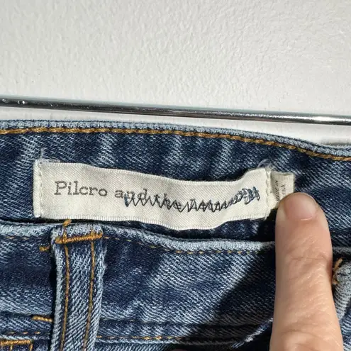 Pilcro and the Letterpress Pilcro Anthropologie Slim Boyfriend Boho Patchwork Scarf Hem Cropped Jeans 31