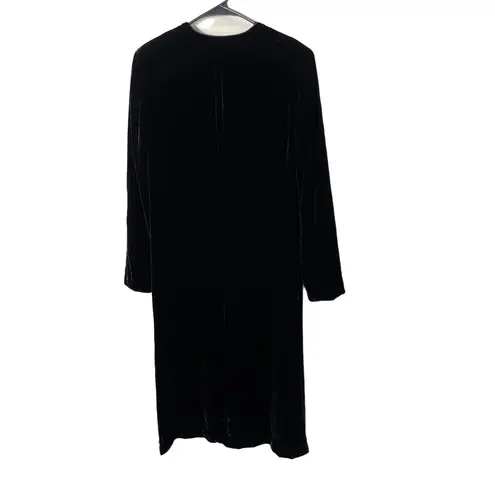 Worth Vintage 90s Black Long Midi Velvet OpenFront Duster Jacket Size 6