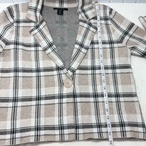 Tahari Neutral -Cream One-Button Plaid Jacket / Blazer Size L