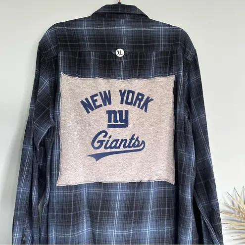 Handmade Reworked New York Giants Football Plaid Shirt XL Unisex