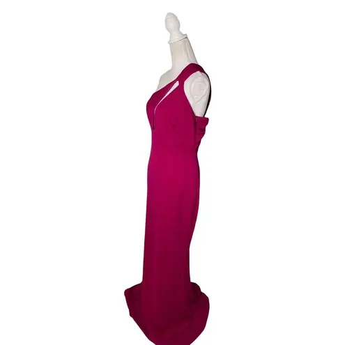 Katie May Edgy Asymmetrical One-Shoulder Gown Magenta Womens Size Large