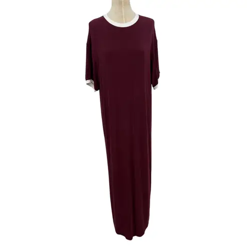 SKIMS Soft Lounge Ringer T-Shirt Long Dress Maxi Maroon Red Size Small