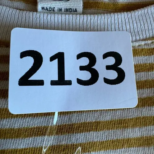 Pact Softspun Striped Crew Neck Organic Cotton Tank Mustard White SZ S #2133 Yellow