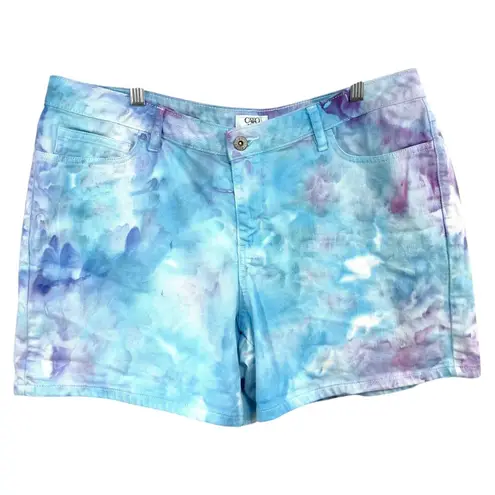 Cato Plus Size 18W Denim Shorts Handmade Tie Dye Denim Shorts Blue Purple 167
