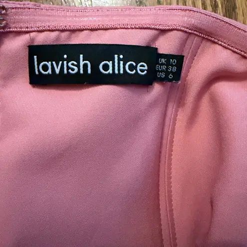 Lavish Lice Lavish Alice Eliza Color Block Twisted Midi Dress Size 6 • Pink & Papaya