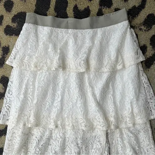 Bailey44 tiered white lace ruffle tiered maxi skirt