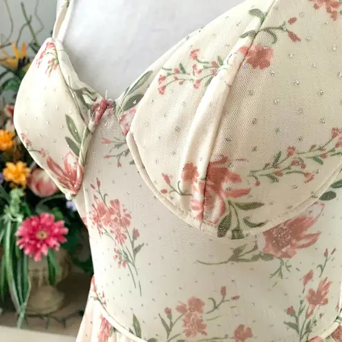 NEW City Studio Floral Dot Corset Maxi Gown in Light Yellow Size undefined