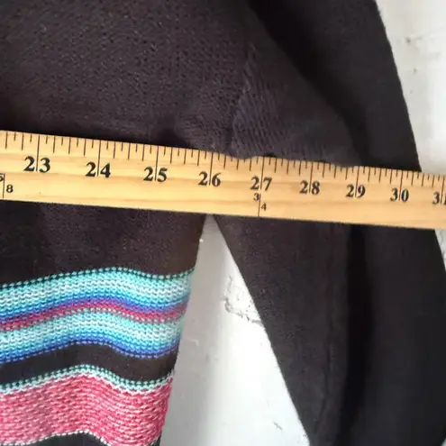 Woman Within Sweater Womens 18 20 Large Black Gray Cardigan Toggle Knit Striped