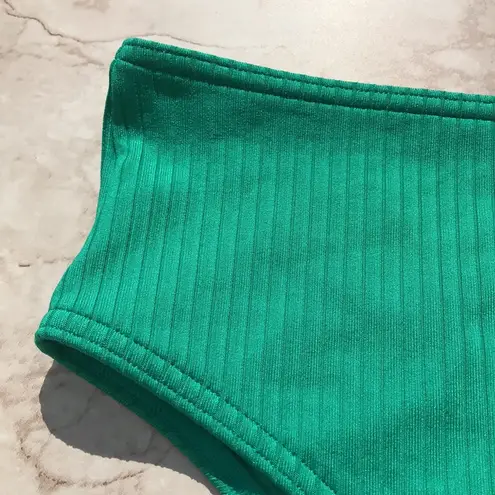 Topshop Vibrant Green Ribbed High Waisted  Bikini Bottoms