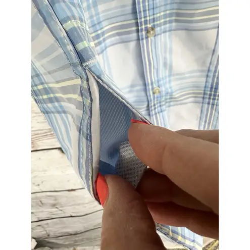 Eddie Bauer  Shirt Women's Button Down‎ Short Sleeve Adventure UPF50 Blue XL