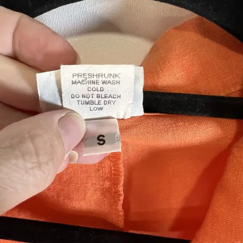 Habitat Clothes To Live In Shirt Orange 100% Linen Button Up Lagenlook Sz Small