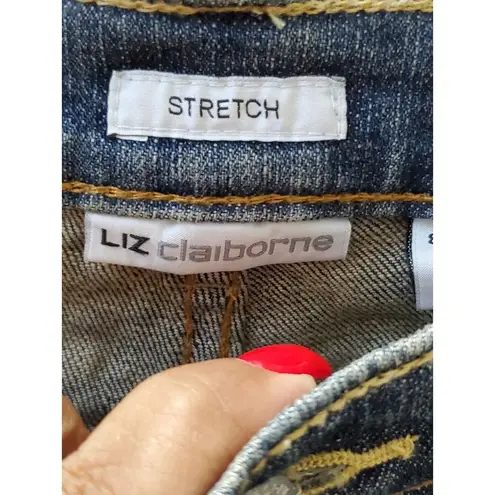 Liz Claiborne  Women Blue Denim Cotton Mid Rise Straight Legs Casual Jeans Pant 8