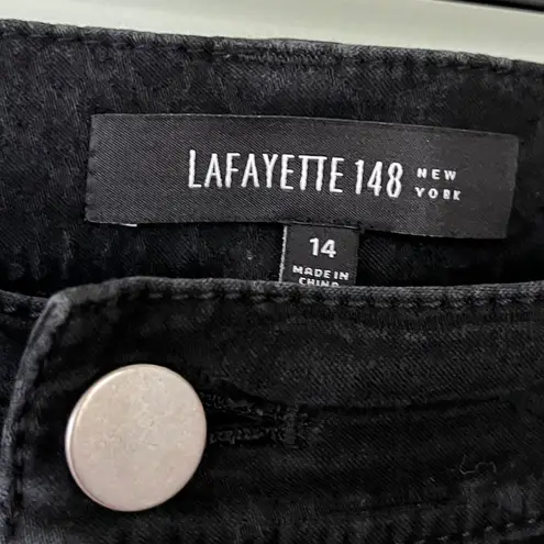 Lafayette 148 Women’s Straight Leg Snakeskin Pants in Black Size 14