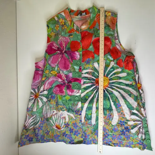 Claire Desjardins Where Butterflies and Bees Are Top 3X Floral Linen Artsy Flowy Green