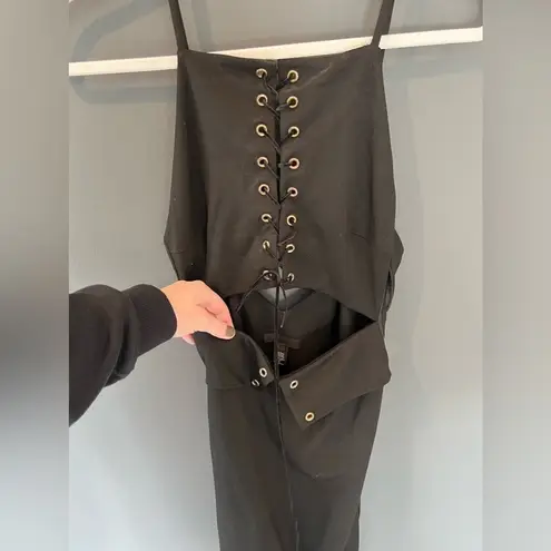 H:ours New Black Revolve Lace Up Knee Length Dress, NWOT, XS