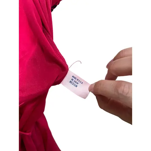 Sabrina by Mervyns Robe Kimono Style Pink Black Floral Tie Belt Medium Size undefined