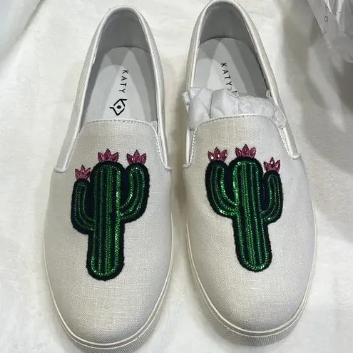 Katy Perry Womens Shoes 7.5 Slip On Sneakers Cactus Sequins Runs Small/Narrow