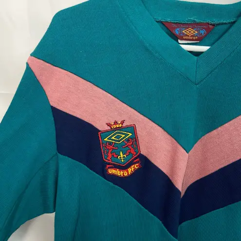 Umbro Vintage The Choice of Champions adult teal embroidered v-neck sweater M