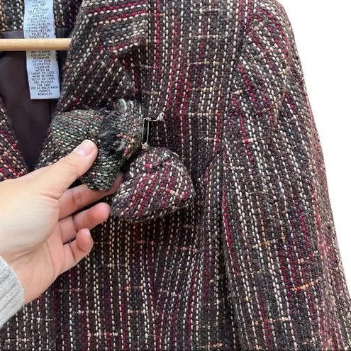 Sag Harbor US 4 Petite Y2K Brown Woven Contrast Stitch Tweed Blazer