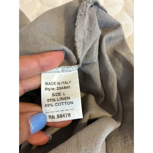 Francesca Bettini Linen Blend Maxi Dress 3/4 Length Sleeve Casual Comfy Beige L Tan Size L