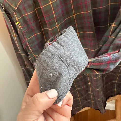 J. McLaughlin  Plaid Cotton Button Down Shirt with Contrast Size Small