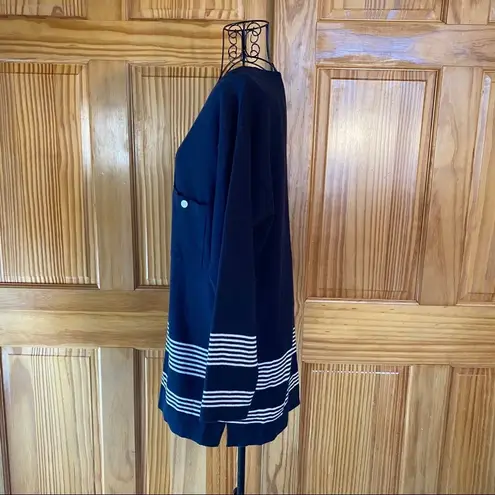 Episode Wool Blend Striped Tunic Sweater Black Size Medium