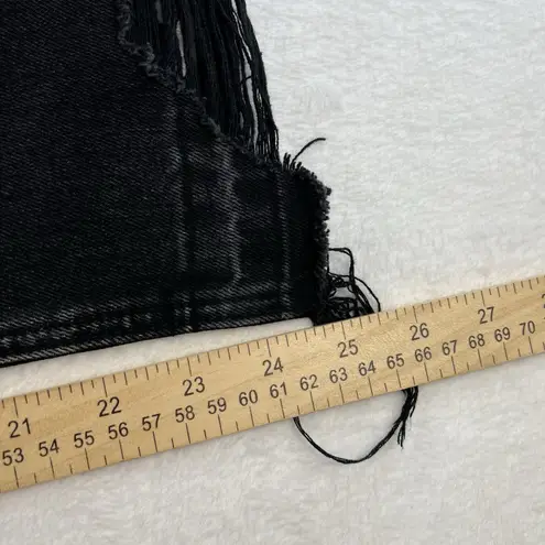 Vervet Sz 28 Wide Leg Jeans Olivia Black Sun High Rise Distressed Ripped Cropped