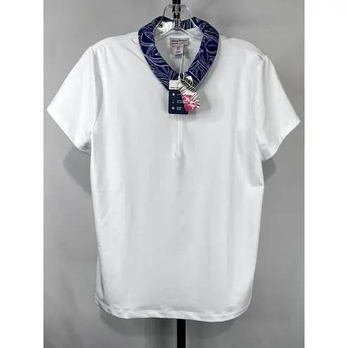 Tommy Bahama  Women's Raquet & Paddle Short Sleeve Polo Shirt Size L White NWT