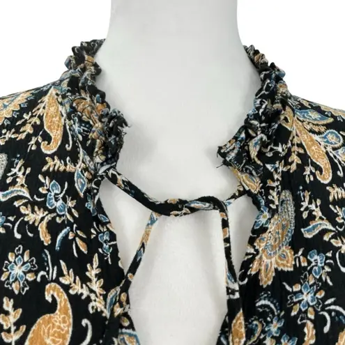 Hem & Thread Black Paisley Boho Long Sleeve Dress Size L