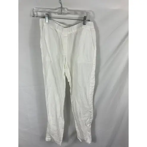 J.Jill  PureJill Linen Woven Pants Roll Tab Convertible Length White Small