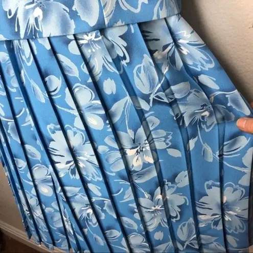 Leslie Fay Light Blue Floral Skirt Suit Womens Size 14 P VINTAGE