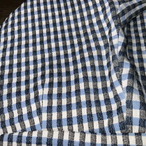 Versona Versions Blue Black White Gingham Checker Pull Up Stretchy Skinny Cropped Pant 2