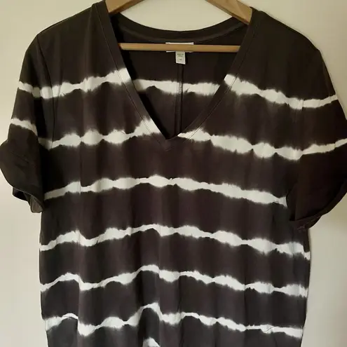 Garnet Hill Women Everyday T Shirt Dress Size Medium Stretch Brown Gray Tie Dye