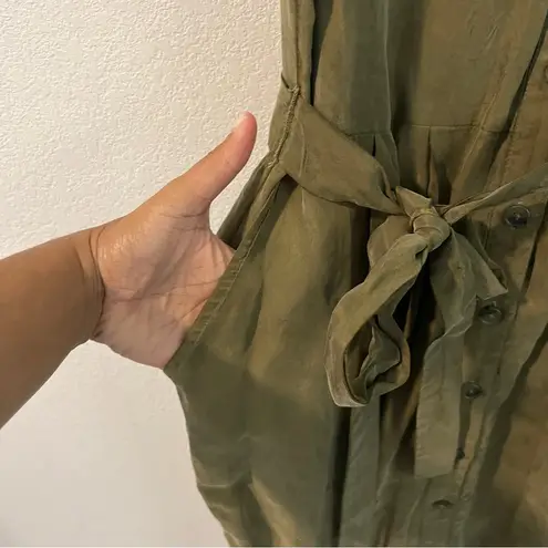 Slate + Willow Olive Green Sleeveless Button Tie Front Cargo Dress Size 8