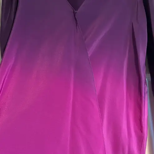 JayGodfrey Purple and Pink Ombre V Neck Open Arm Silk Blouse Size 2