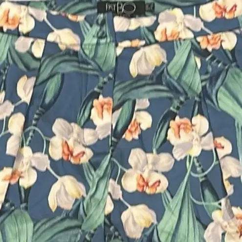 PATBO FLORAL BLUE GREEN TROPICAL RUFFLE SIDE HIGH RISE WAIST SHORTS 6