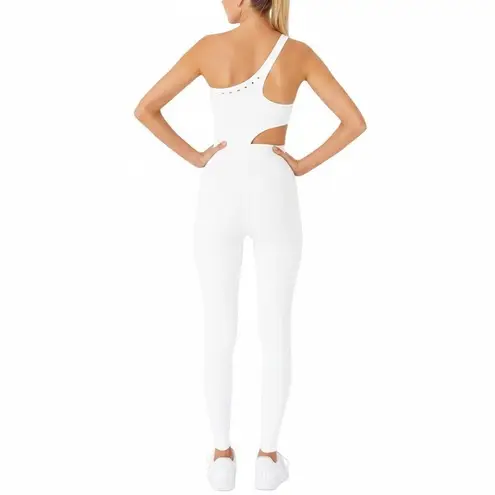 New Gigi C Cassie One Shoulder Cutout Jumpsuit Catsuit White S