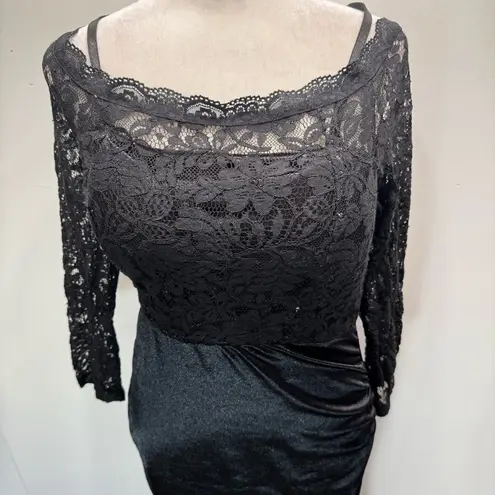 Black Full Length Dress Lace Top On Off Shoulder Bodycon Angel Fashions Formal Size L